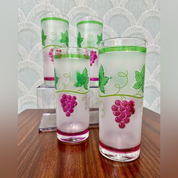 Set of (4) VTG 50’s-60’s Libbey Frosted “Grapevine” Glasses 🍇 - Picture 6 of 6